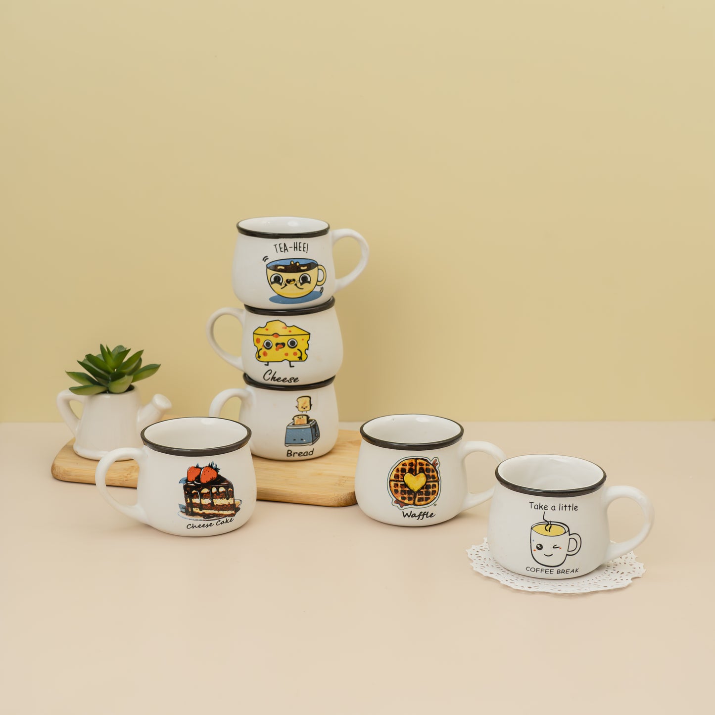 Emoji Printed Coffee and Tea Serving Cups set of 6