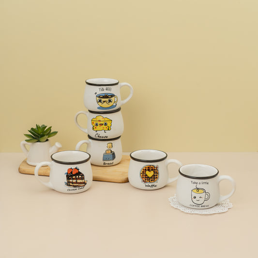 Emoji Printed Coffee and Tea Serving Cups set of 6