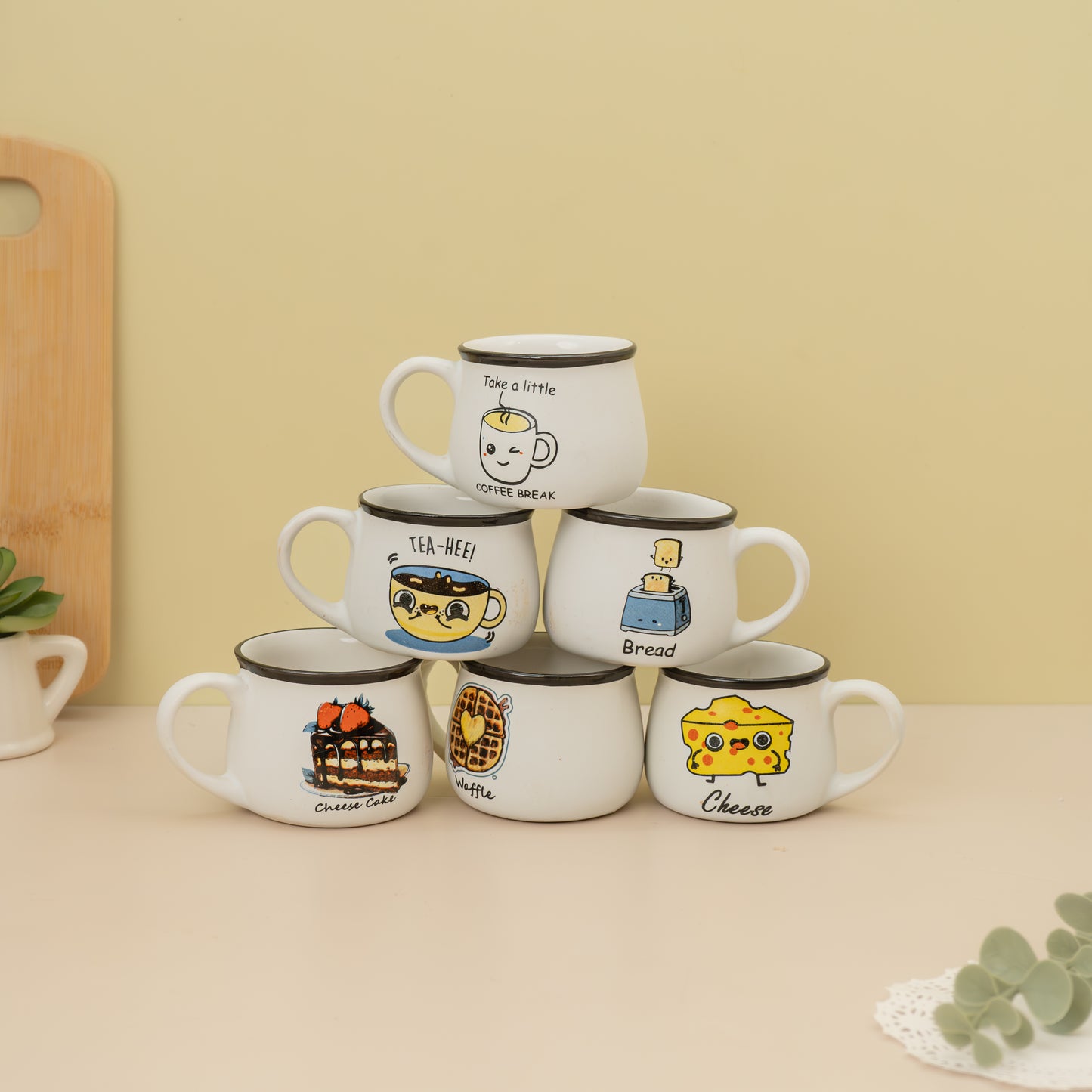 Emoji Printed Coffee and Tea Serving Cups set of 6