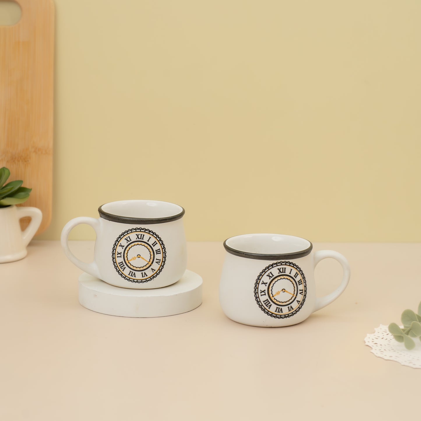 CLOCK PRINTED STYLISH CUP SET OF 6