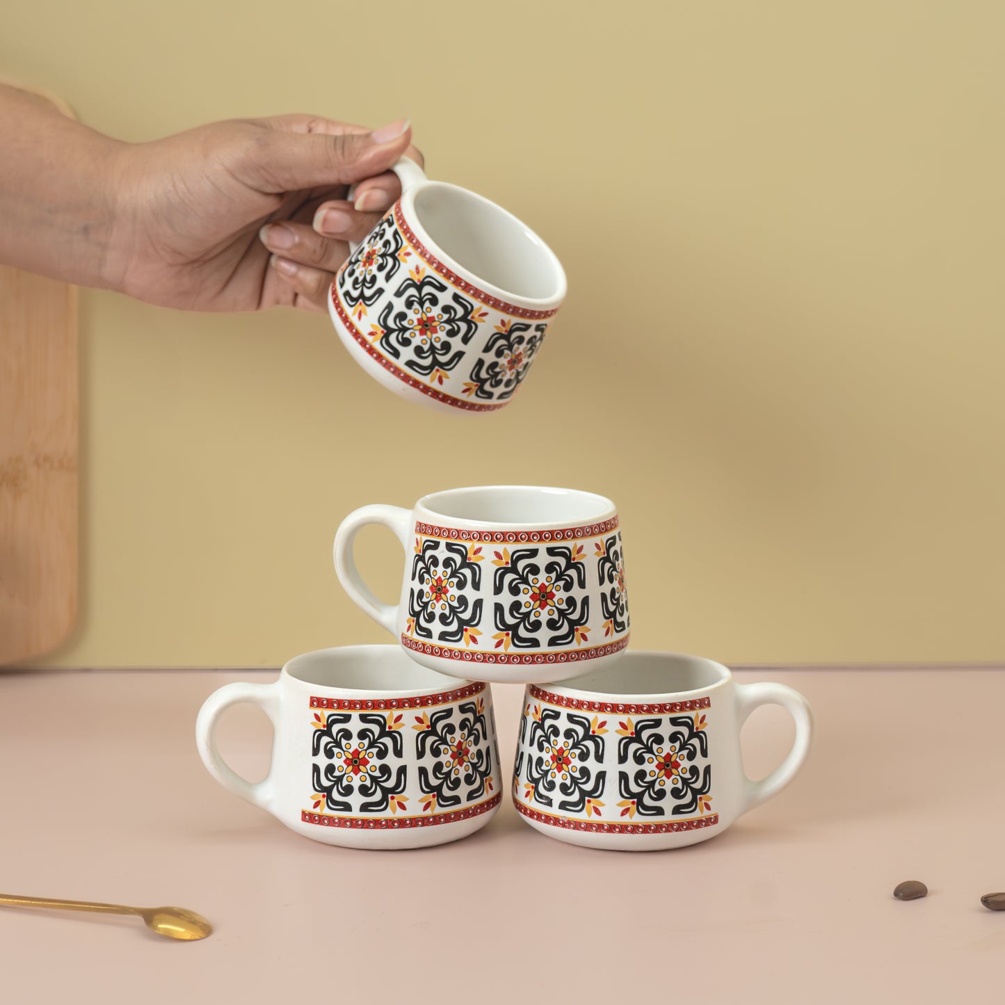 FLORAL PRINTED CUP SET OF 6