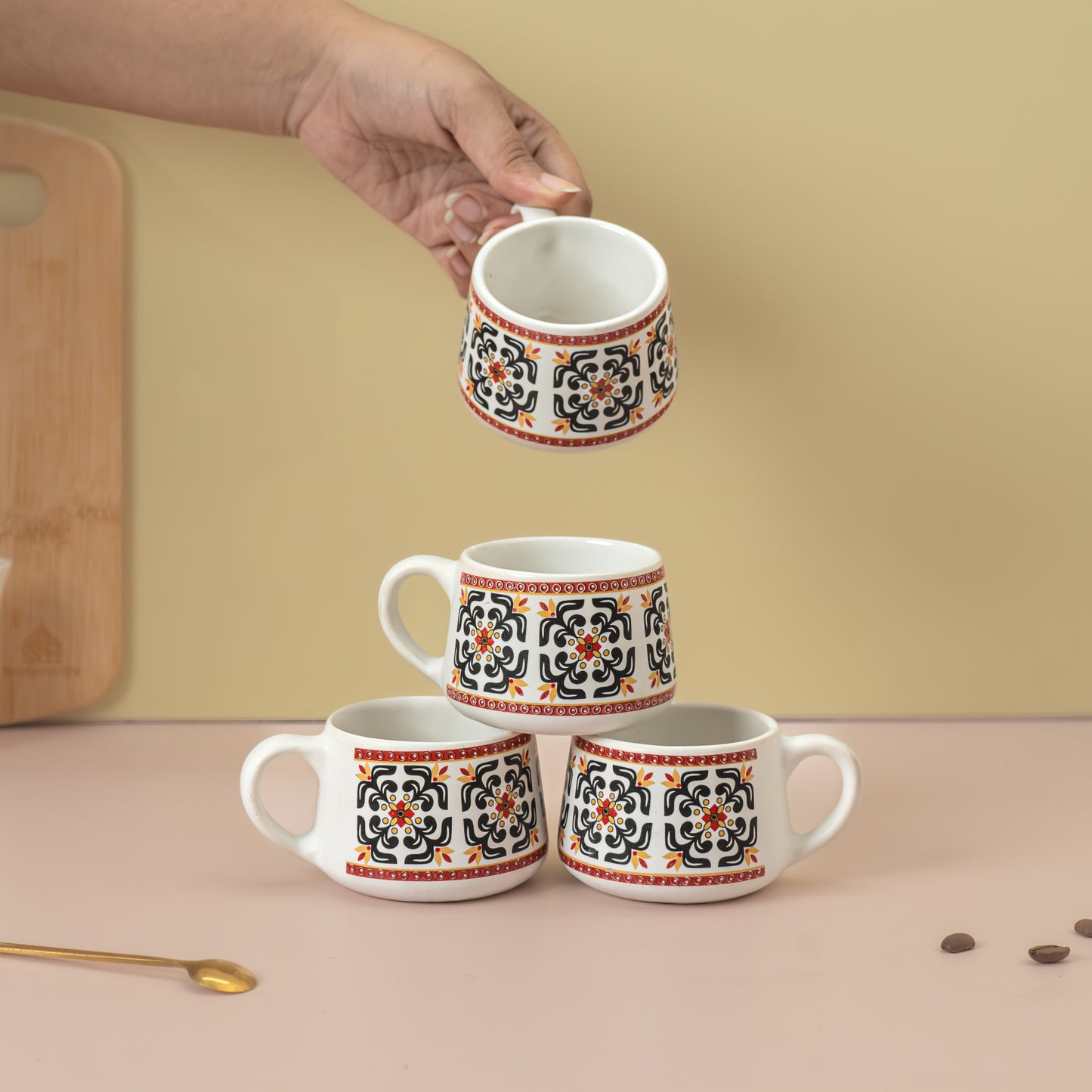 FLORAL PRINTED CUP SET OF 6