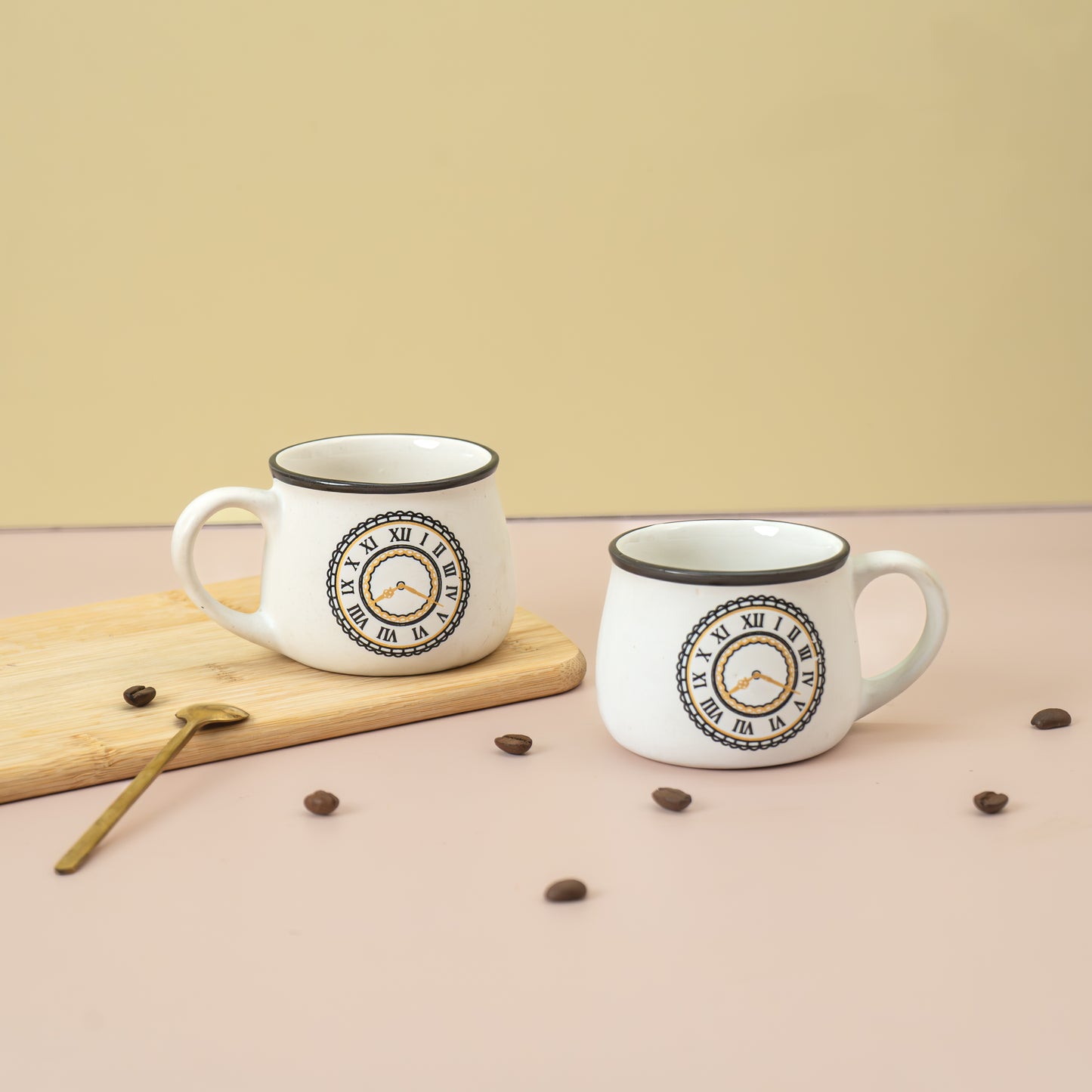 CLOCK PRINTED STYLISH CUP SET OF 6