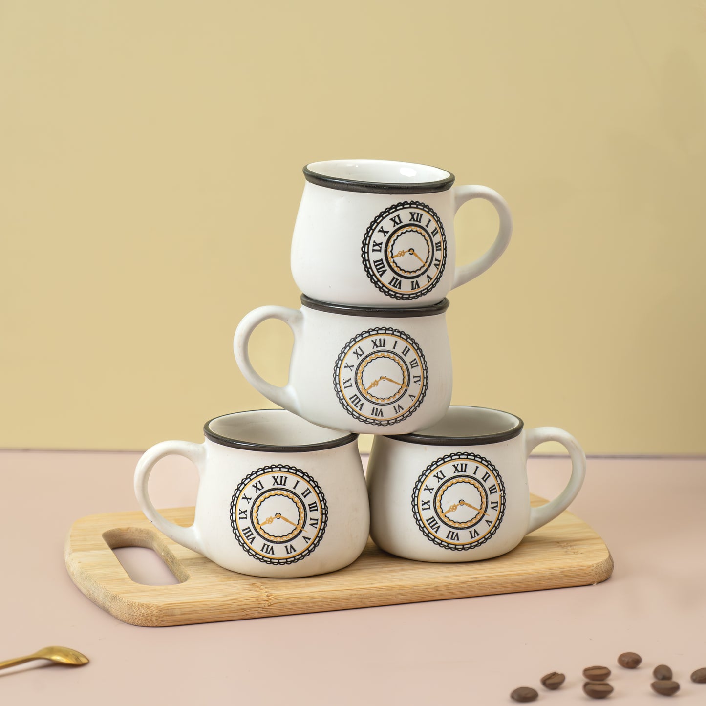 CLOCK PRINTED STYLISH CUP SET OF 6